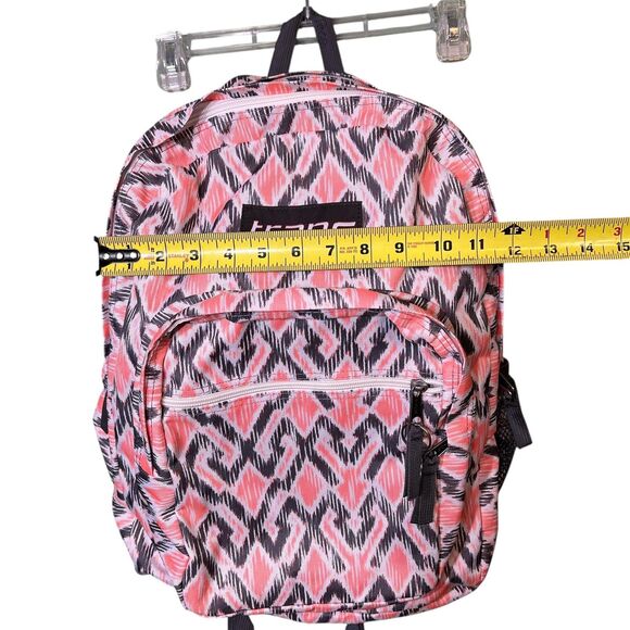 Trans By JanSport Backpack Pink Black Ikat Print School Laptop Pocket Bag - Picture 3 of 10
